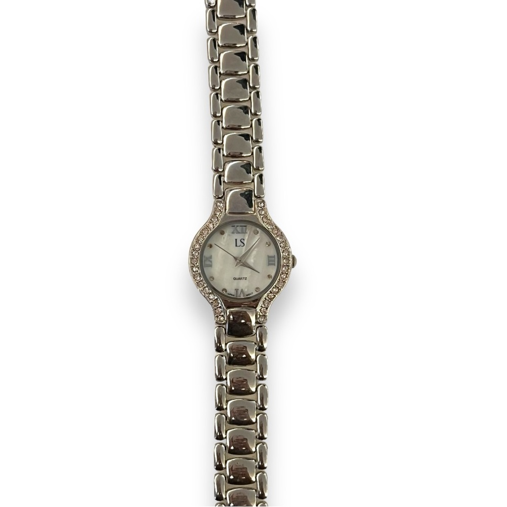 LS Silver Toned Rhinestone Detailed Ladies Watch